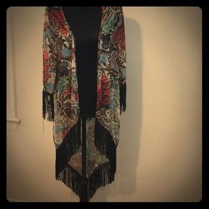 Paisley and fringe kimono